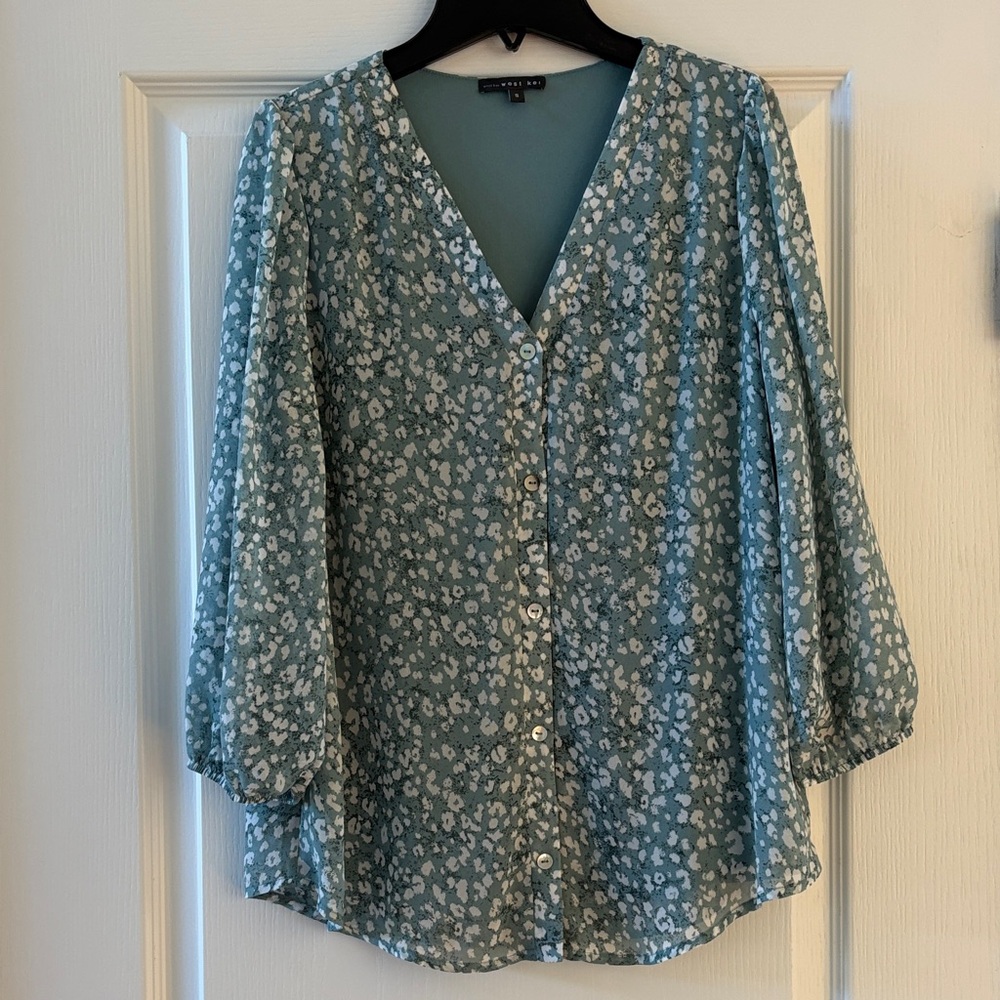 West Kei Blue Floral Blouse